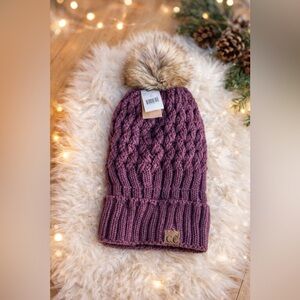 CC Dusty Rose Pom Pom Beanie – NWT – Cozy Knit Hat